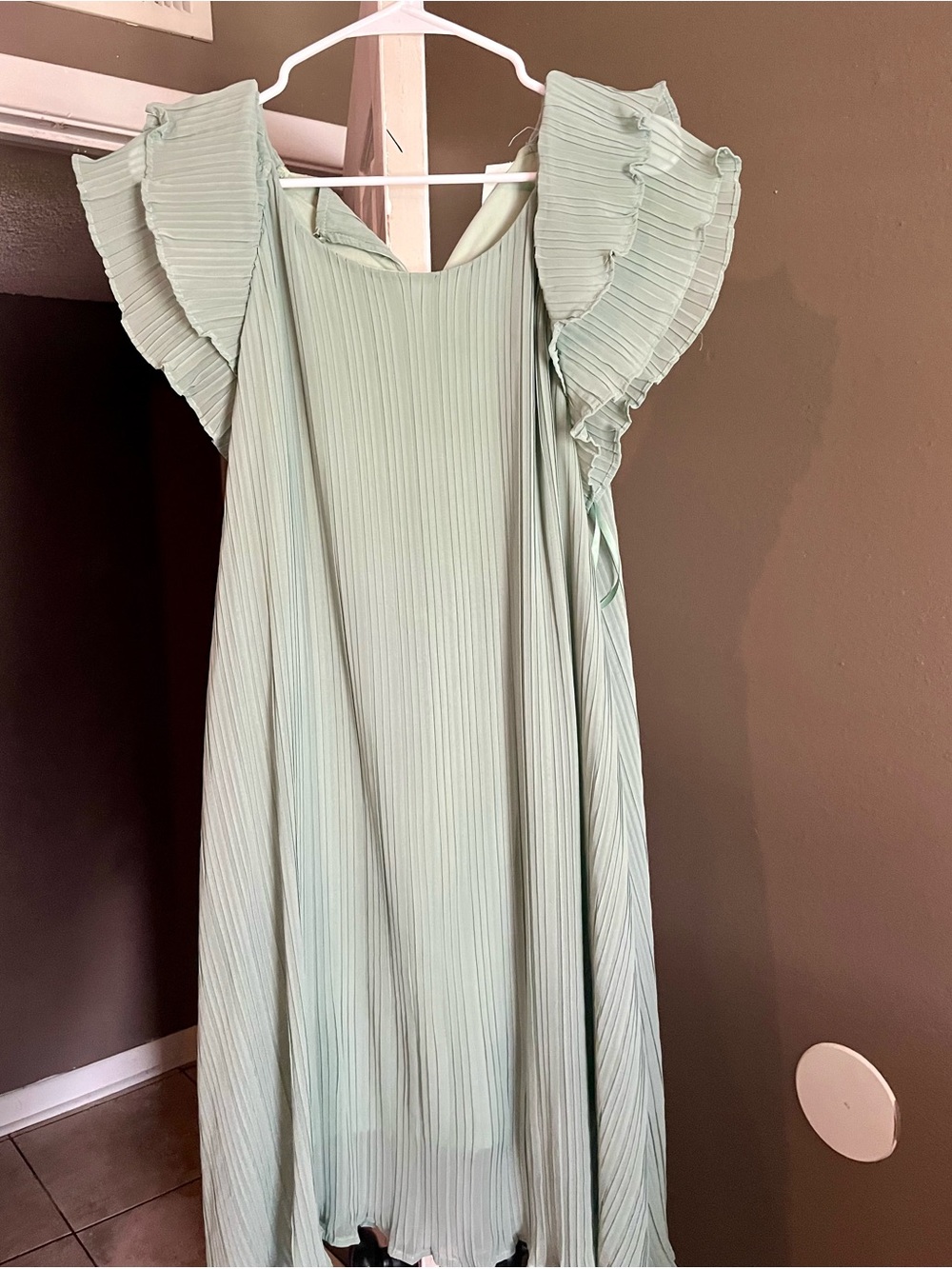Pleated Flutter Sleeve Boutique Dress